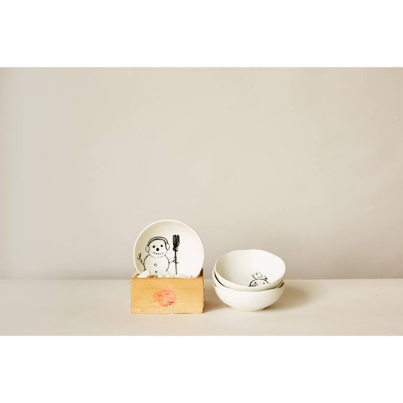 Stoneware Bowl with Snowman