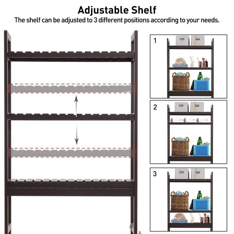 Over the Toilet Storage Cabinet - 10.3"D x24.8"W x 67"H