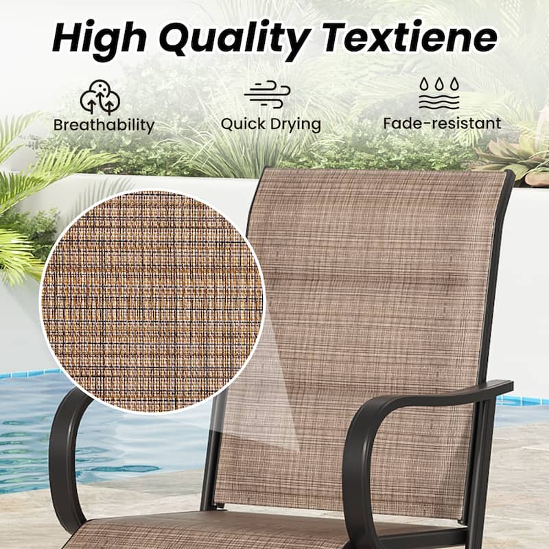 2-Piece Outdoor Swivel Patio Barstool Set - Padded Textilene Fabric, All-Weather