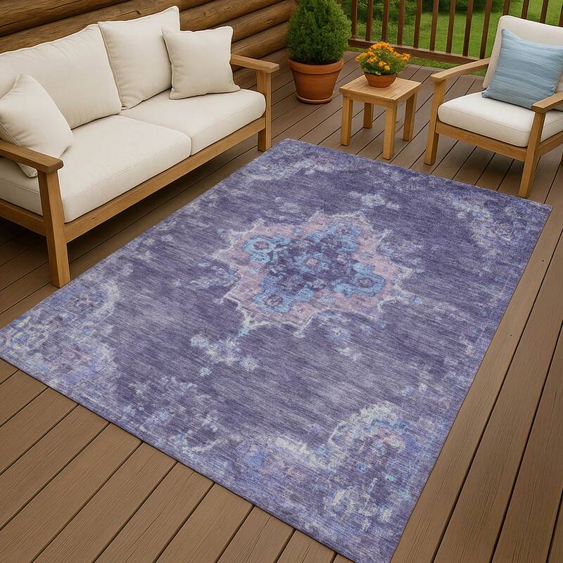 Machine Washable Indoor/ Outdoor Traditional Tabriz Chantille Rug