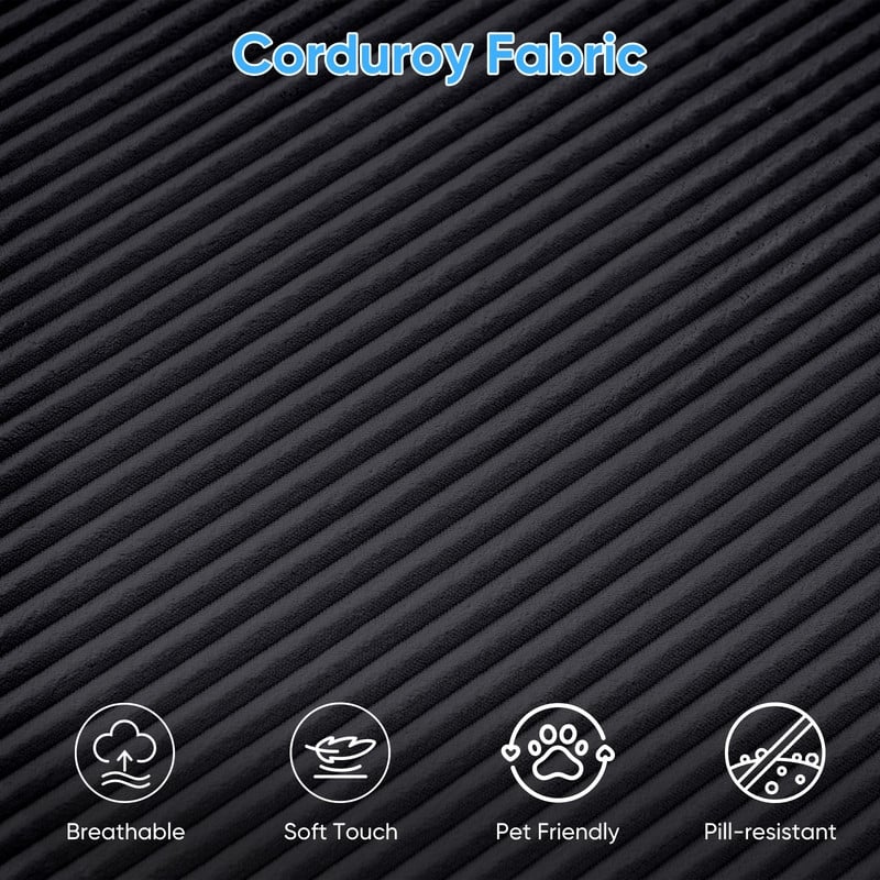 Mixoy 3-Pcs Free Combination Modular Sectional Sofas,Corduroy Compressed L-Shaped Sofa with Flexible Configuration - 3-Seater