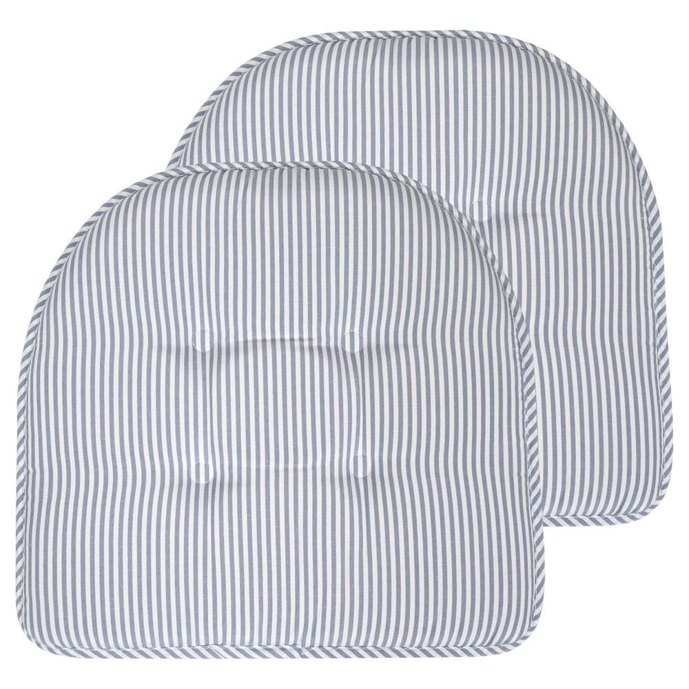 Sweet Home Collection Pinstripe U-Shaped Memory Foam Chair Cushions 17" x 16"