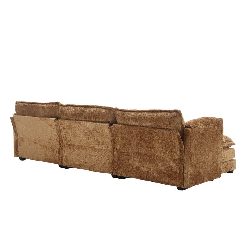 HOMEFUN 112" Oversized Chenille Upholstered L-Shaped Modular Sectional Sofa for Living Room