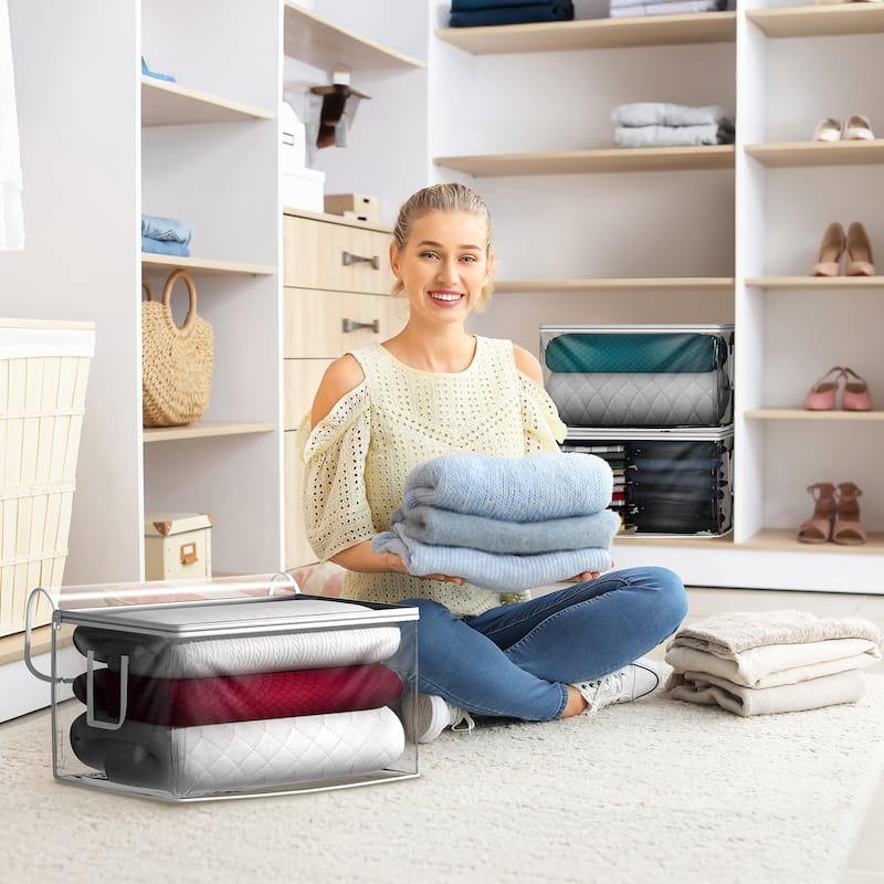 Sorbus Clear Storage Bag, 90L Foldable Large Plastic Bags with Zipper & Carry Handles