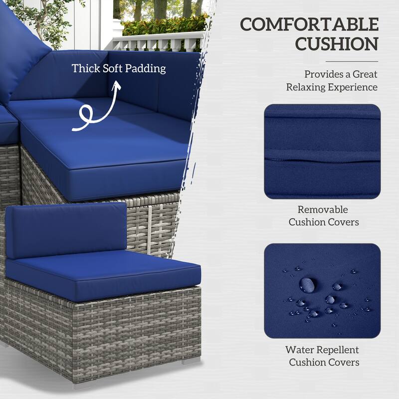 Siara 7-piece Rattan Wicker Sectional Patio Set by Havenside Home