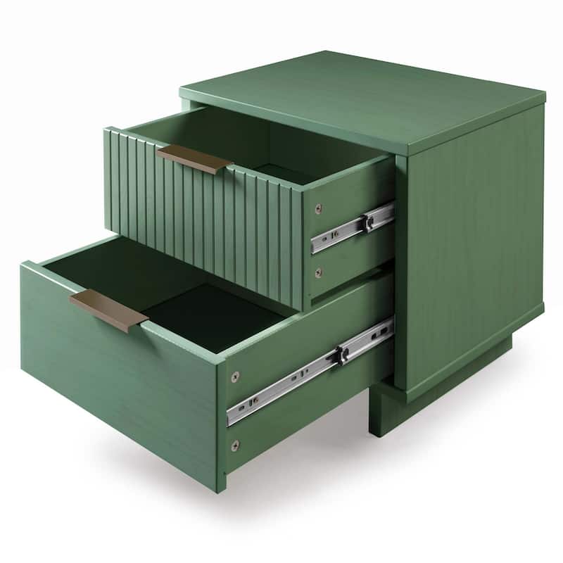 Manhattan Comfort Granville Mid Century Solid Wood 2 Drawer Nightstand Set of 2