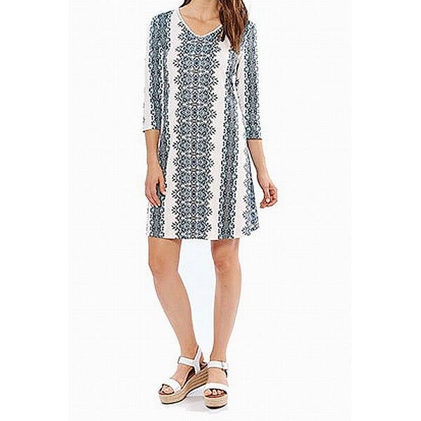 Shop Skye S The Limit Blue Womens Plus 3 4 Sleeve Shift Dress