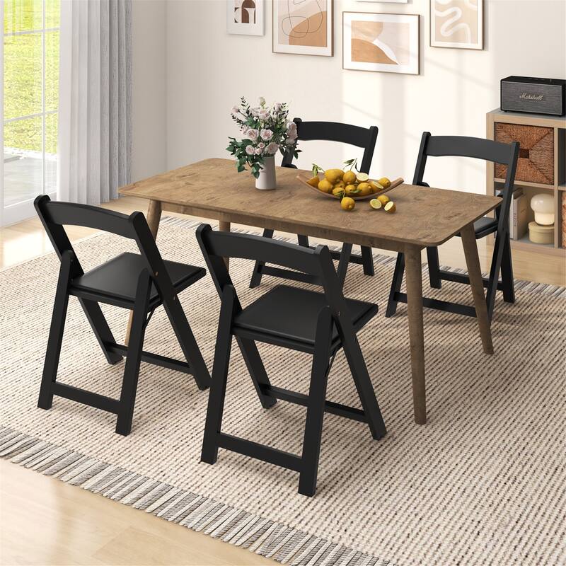 Gymax Set of 4 Dining Chairs w/ Rubber Wood Legs & Padded Seat for