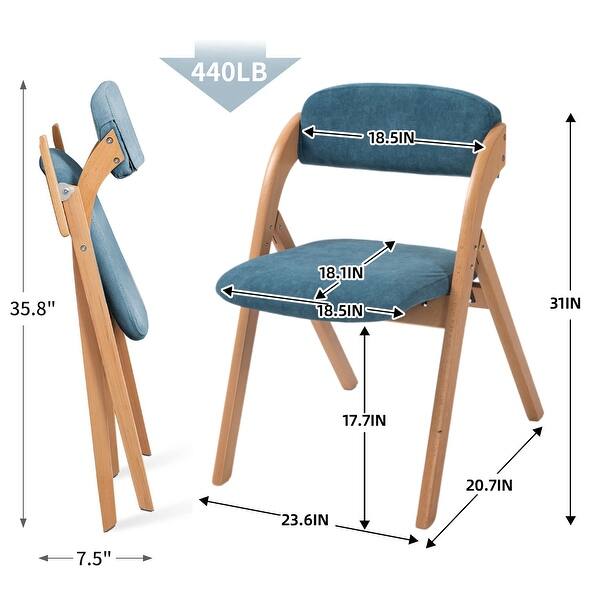 Wooden Stackable Dining Folding Chairs with Padded Seats(Set of 2 ...