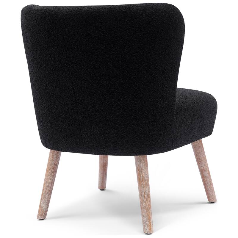 Boucle Polyester Upholstered Armless Accent Chair - Stain Resistant (Set of 2)