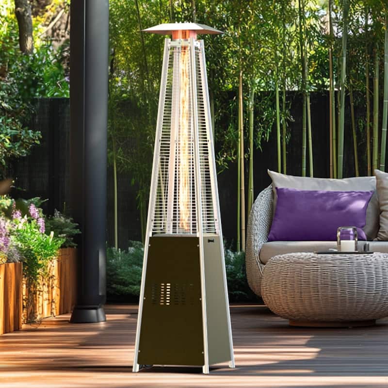 42,000 BTU Outdoor Patio Heater, Quartz Glass Tube Propane Heater for Commercial & Residential - Brown