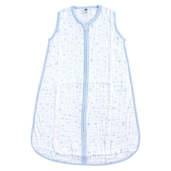slide 1 of 1, Hudson Baby Infant Boy Muslin Cotton Sleeveless Wearable Sleeping Bag, Sack, Blanket, Blue Stars 18-24 Months - Blue Stars