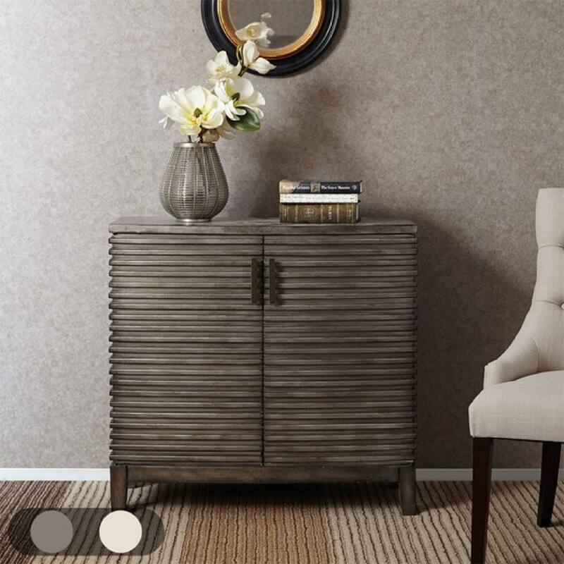 Roomfitters 2 Door Accent Cabinet with Shelves, Modern Storage Sideboard for Living Room and Entryway, Gray