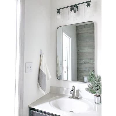 Highland Nickel Rounded Corner Mirror - 24" x 36"