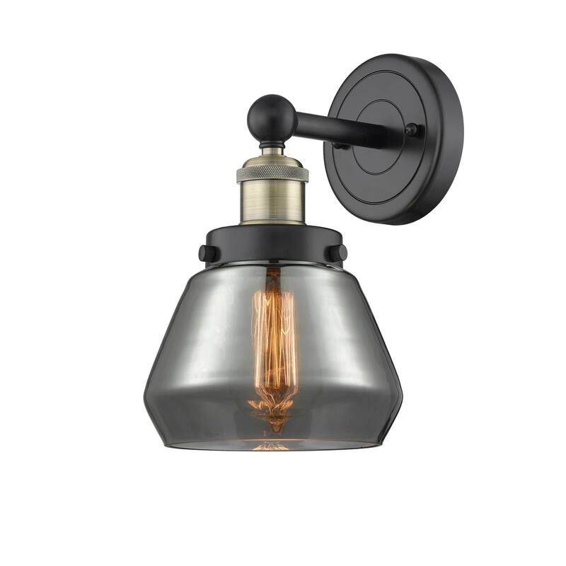 Innovations Lighting 616-1W-10-7 Fulton Sconce Fulton 10" Tall Wall - Black Antique Brass / Plated Smoke