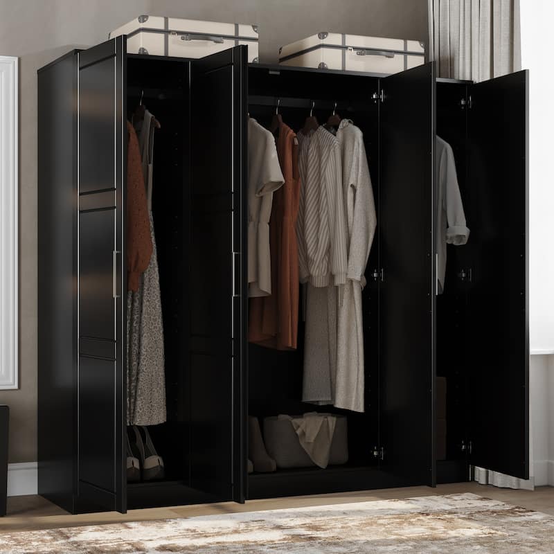 100% Solid Wood Cosmo 4-Door Wardrobe with Solid Wood or Mirrored Doors