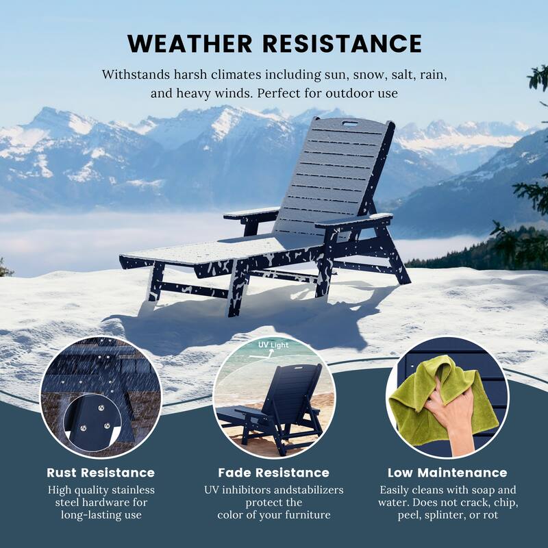 Laguna Hdpe All Weather Outdoor Patio Pool Reclining Chaise Lounge