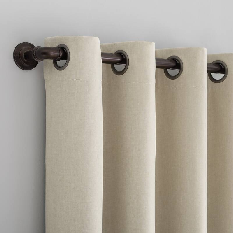 Sun Zero Tyrell Tonal Texture Draft Shield Fleece Insulated Total Blackout Grommet Curtain Panel, Single Panel