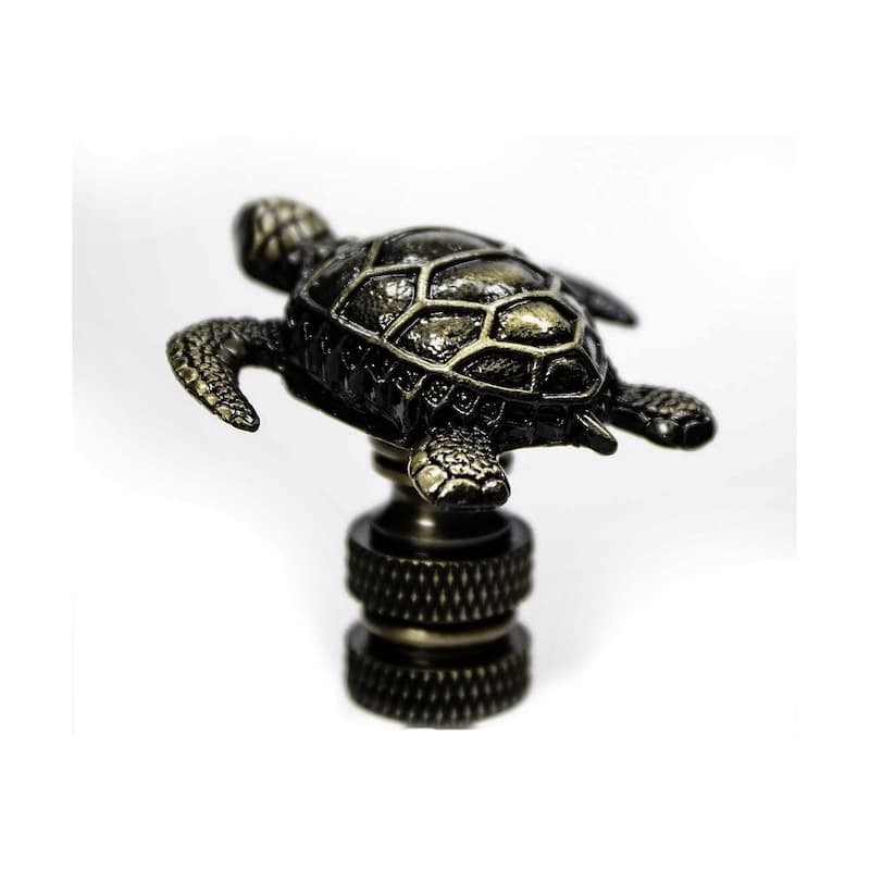 1.4"H Antique Metal Sea Turtle Antique Brass Base Lamp Finial