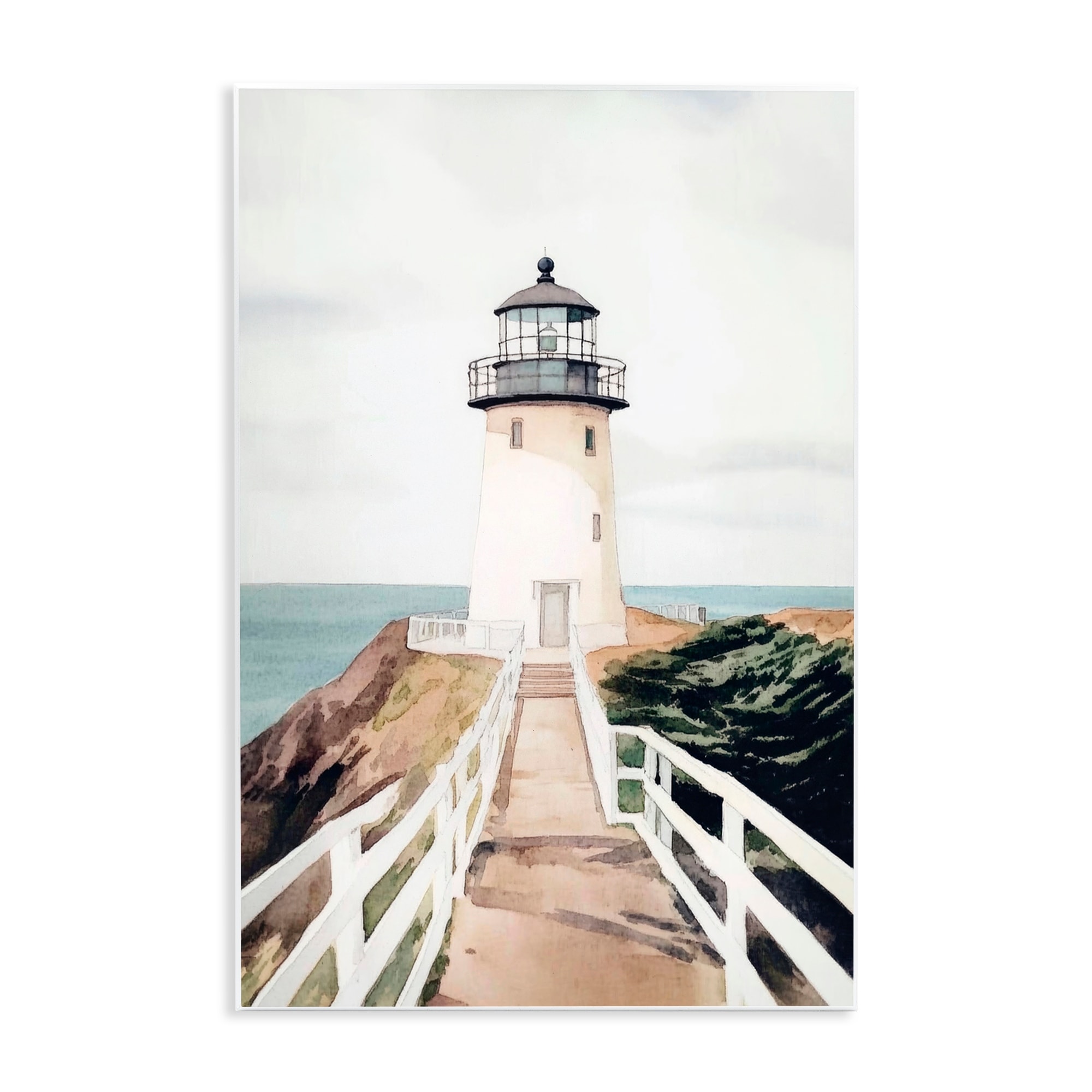 Stupell Watercolor Lighthouse Path Wall Plaque Art Design By Sisi and Seb