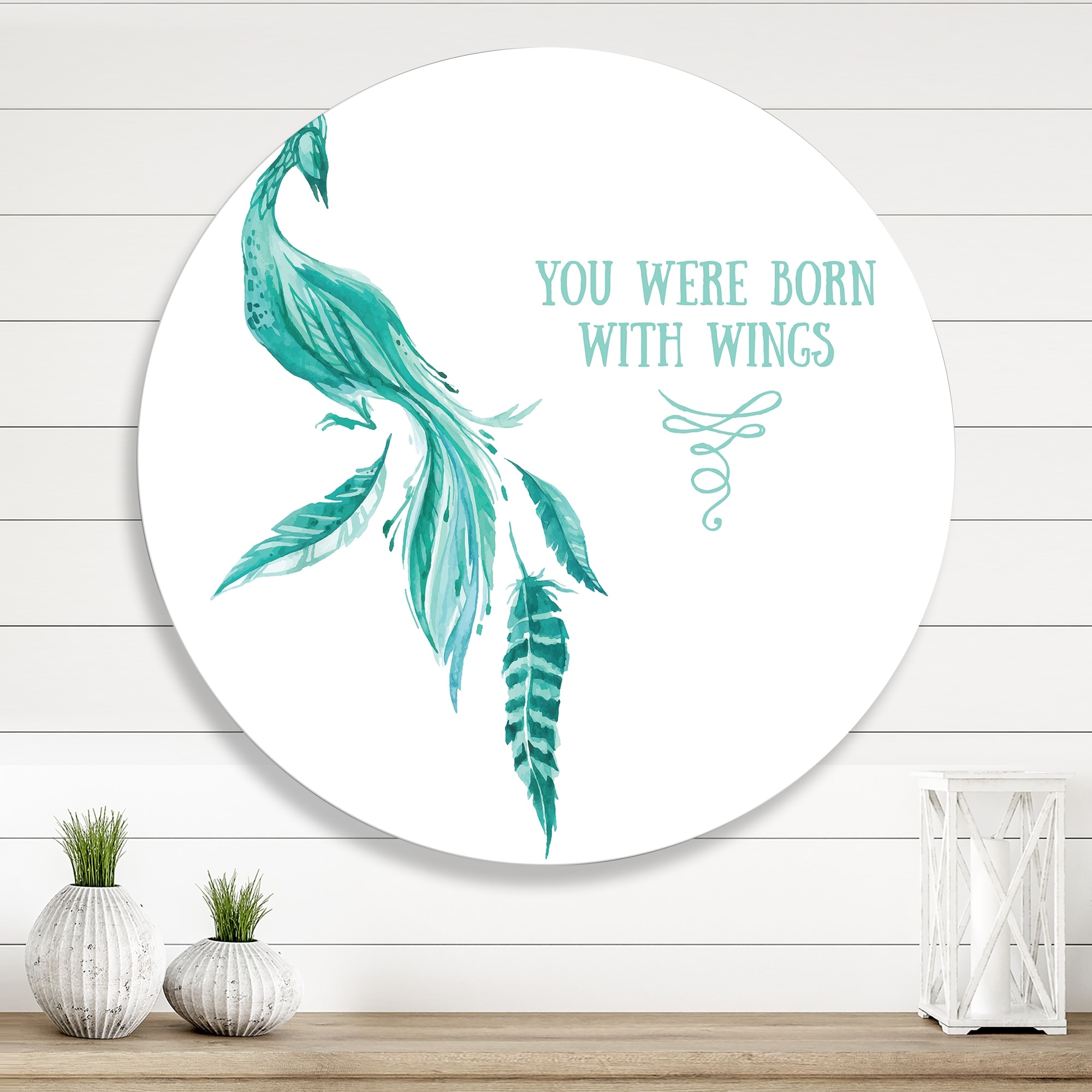 East Urban Home Mystic Mint Bird You Were Born With Wings - 3 Piece Wrapped  Canvas Painting - Wayfair