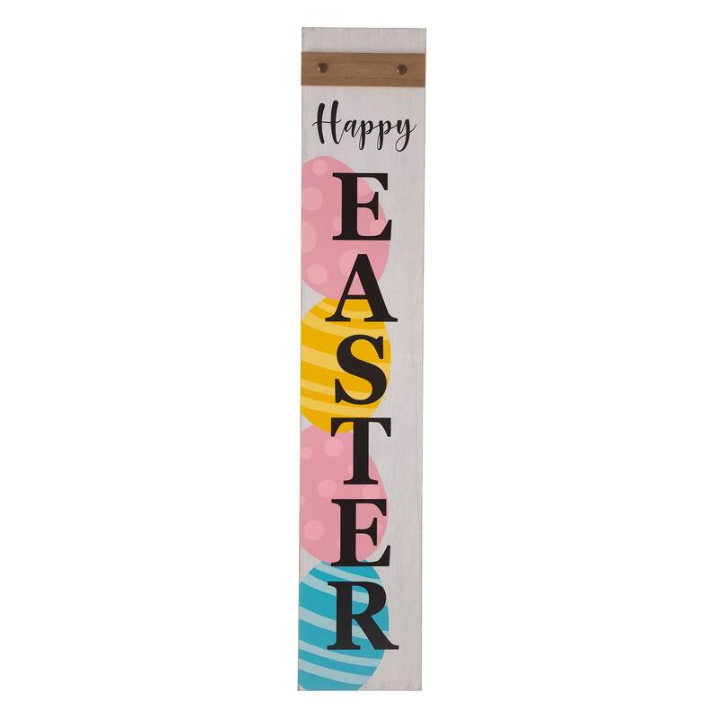 Glitzhome 42"H Wooden "HAPPY EASTER" Standing Hanging Porch Sign for Front Door