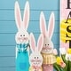 preview thumbnail 13 of 22, Glitzhome Easter Wooden Bunny Family Porch Sign with Wreath Welcome Wall Decor Party Supplies Props