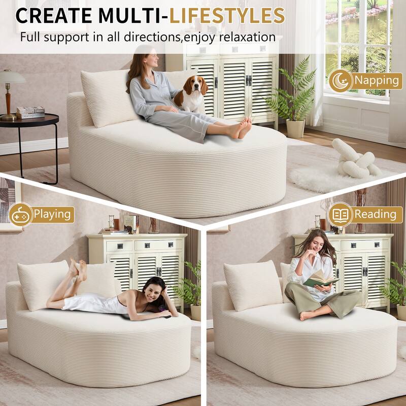 67.5''Chaise Lounge Chair 46'' Wide Seat Indoor Corduroy Oversized Sleeper Sofa