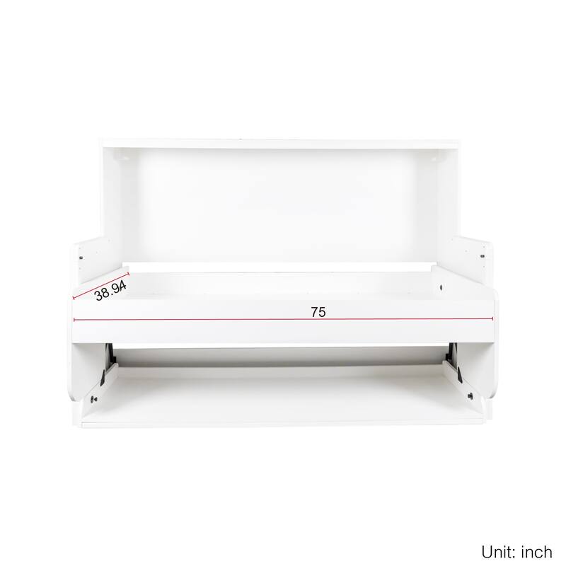 GDF Studio - Zigg Modern Murphy Bed with Built-In Desk, Space-Saving Foldable Wall Bed for Small Rooms