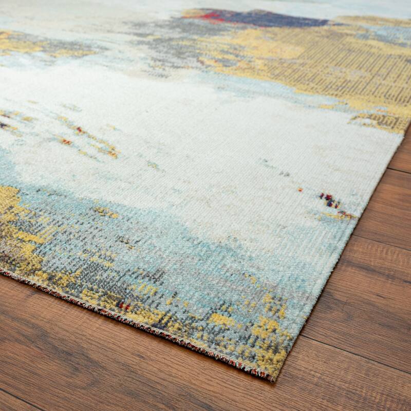 N Natori 24-Seven Outdoor/Indoor Multi/Sky Blue/Yellow Area Rug