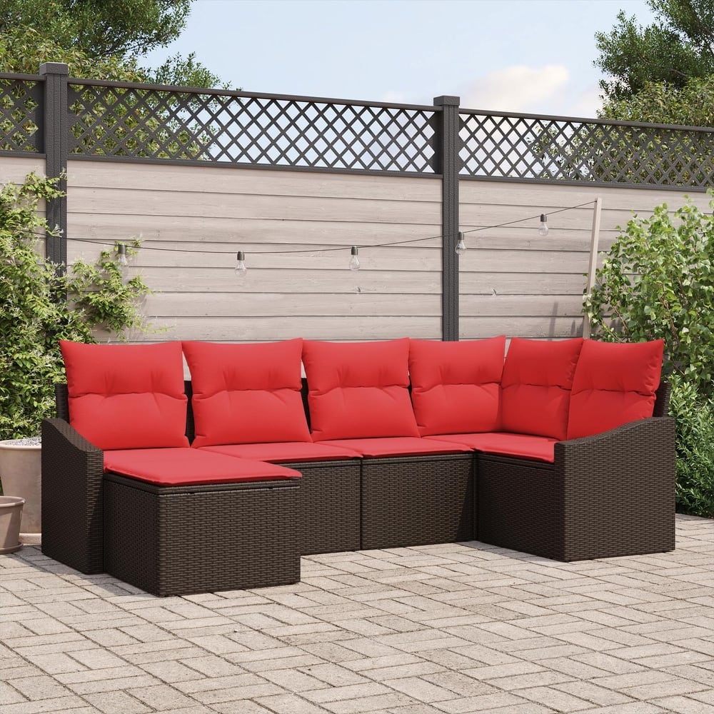 vidaXL 7 Piece Garden Sofa Set with Cushions - 91.9×48.6×46.1