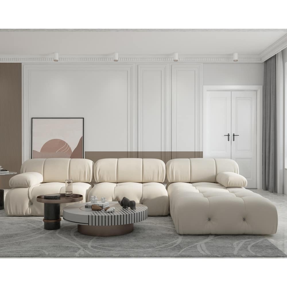 Convertible Modular Sectional Sofa with Ottomans