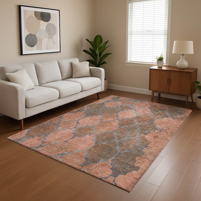 Premium Washable Super Soft Modern Trellis Mayfield Rug - Copper - 2'6" x 3'10"