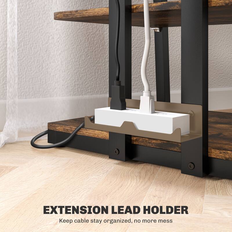 23.8" TV Stand with Storage, Adjustable Shelves and Extension Lead Holder for 28 Inch TVs