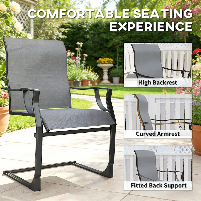 GDFStudio - Nielsen Outdoor Patio Dining Chairs with Supportive Micro-Swing Comfort Set