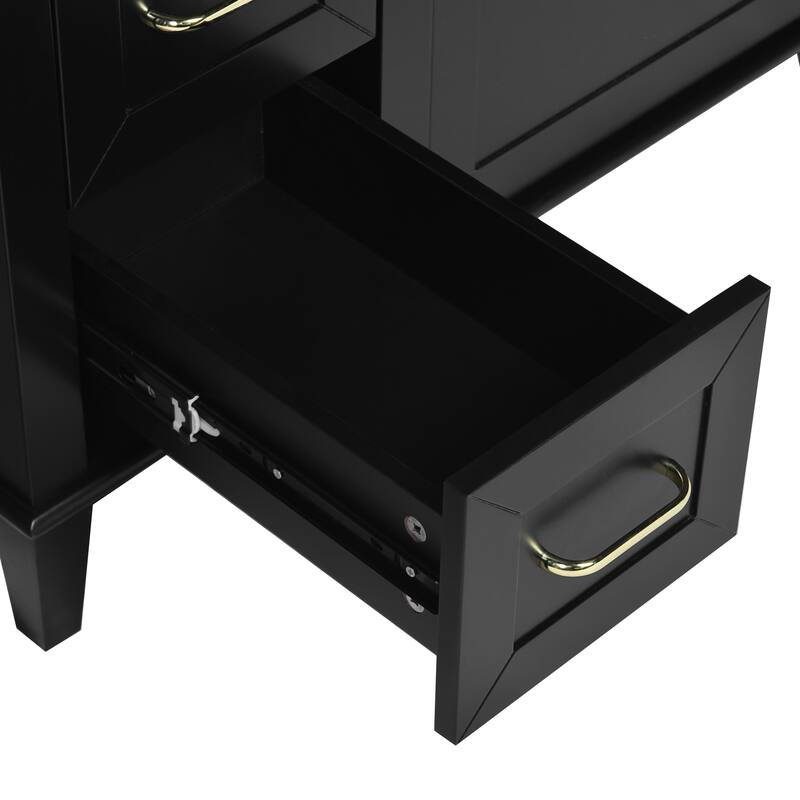 GDFStudio - Snowdon Transitional Freestanding Bathroom Vanity Cabinet with Ceramic Sink, Soft Close Drawers & Adjustable Storage