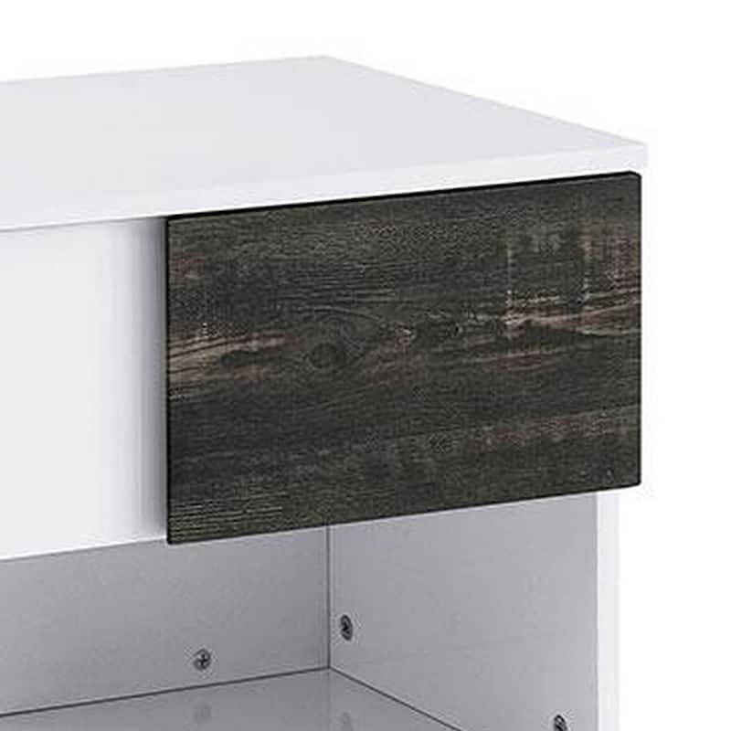 22 in. White Rectangle Wood End Table, Sturdy Build End Side Table for Living Rooms