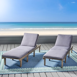 Ariana Outdoor Cushioned Acacia Chaise Lounges (Set of 2) by Christopher Knight Home