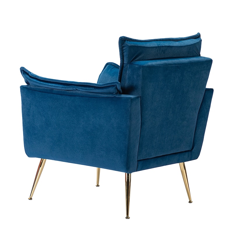 1ida Modern Velvet Tufted Padded Cushion Armchair with Golden Metal Legs by HULALA HOME