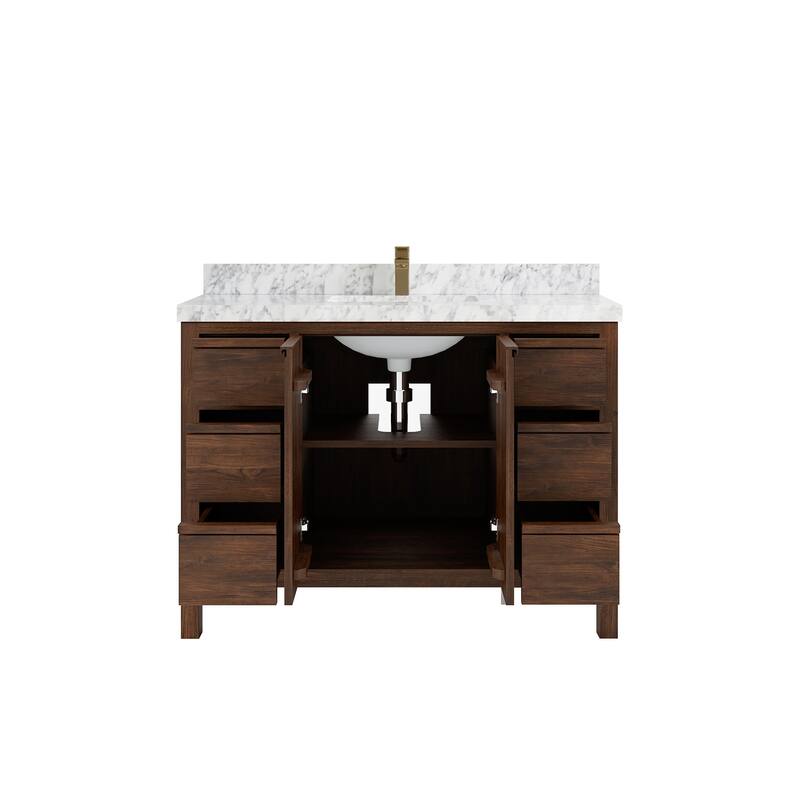 Willow Collections 48 in. W x 22 in. D Elizabeth Solid Teak Single Sink Bathroom Vanity with Countertop