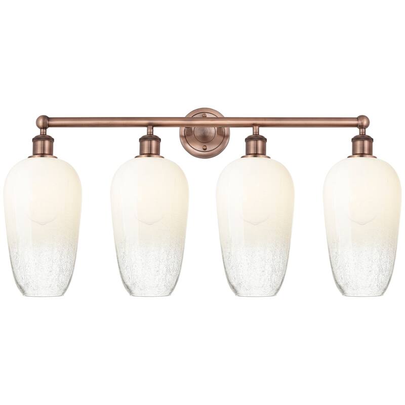 Innovations Lighting Endless Possibilities Edison - Brookhaven Flute - 4 Light 34" Bath Vanity Light - Antique Copper/Opal