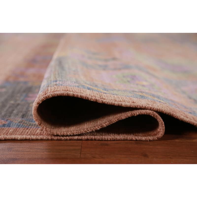 Hand Knotted Oriental 100% Wool Carpet Transitional All-Over Coral Oushak Area Rug - 10' 0'' X 8' 0''