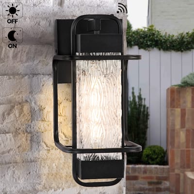 2 Pack Matte Black 1-Light Outdoor Wall Lighting Sconce Dusk to Dawn