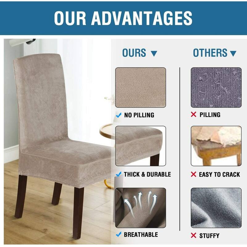 Enova Home Soft Thick Solid Velvet Fabric Stretchy Universal Dining Chair Slipcovers Set of 2