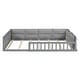 preview thumbnail 20 of 22, Full Size Montessori Floor Bed with Guardrail & Comfortable Pillow, Upholstered Platform Bed Toddler Bed without Slats for Kids