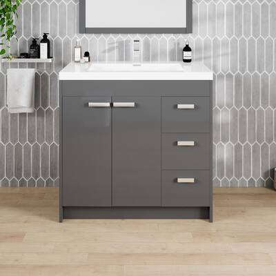 Eviva Lugano 36" Gray Bath Vanity with Integrated Acrylic Top