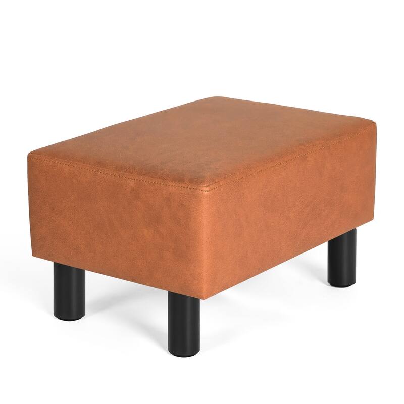 Adeco Footstool Ottoman Faux Leather Foot Rest Stool