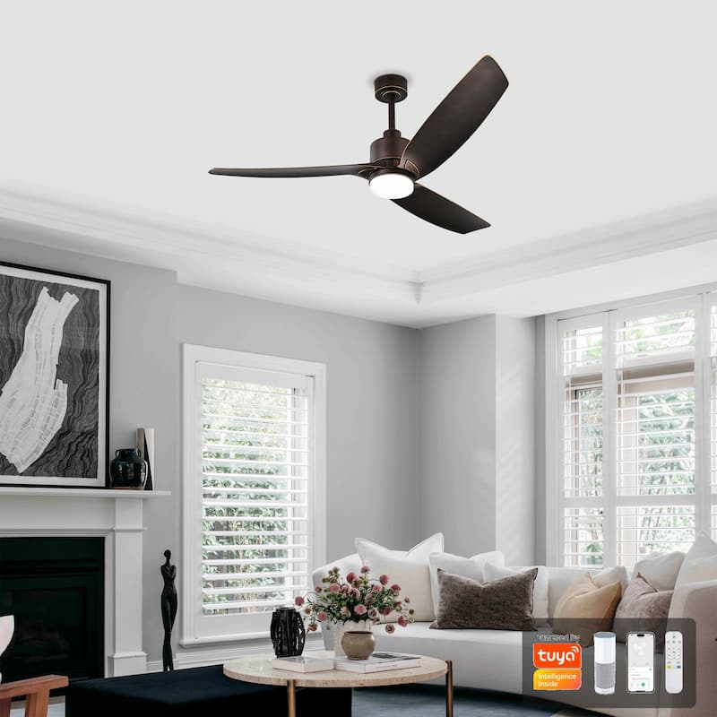 Genson SMART Oil Rubbed Bronze 3-Blade LED Lighted Ceiling Fan with Remote