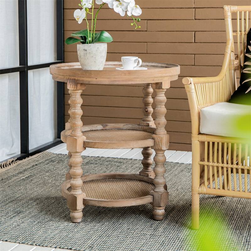 Round 3-Tiered Side Table for Lving Room Bedroom Entryway