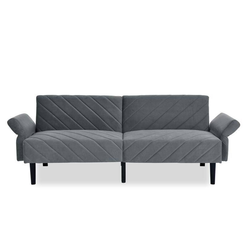 Convertible Futon Sofa Bed Couch,87" Inch Velvet Foam Futon,Modern Sleeper Sofa with Armrest for Living Room